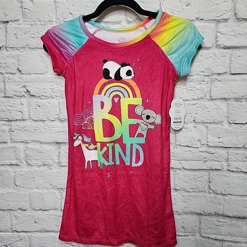 NWT Wonder Nation‎ S 6-X Girls Panda Unicorn Rainbow Nightgown Pajama Tie Dye